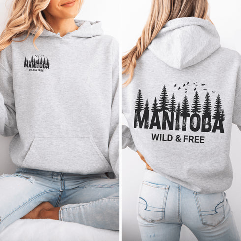 This striking design showcases a serene forest scene that reflects the natural charm and rugged landscapes of Manitoba.